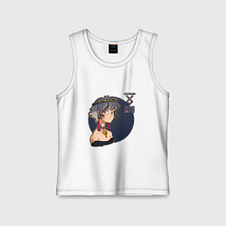 Майка детская хлопок Девушка-волк: тотем волка, цвет: белый