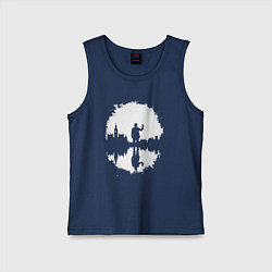 Майка детская хлопок Тень человека в Англии, цвет: тёмно-синий