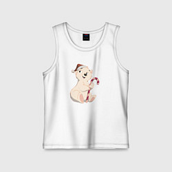 Майка детская хлопок Медвежонок с конфетой, цвет: белый