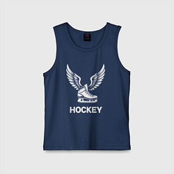 Майка детская хлопок Крылатый хоккейный конек, цвет: тёмно-синий