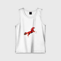 Детская майка Красная огненная лошадь встала на дыбы