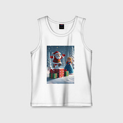 Майка детская хлопок Дед Морозио и Принцесса Снегурочка: c подарками в, цвет: белый