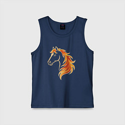 Майка детская хлопок Огненная лошадь, символ года 2026, цвет: тёмно-синий