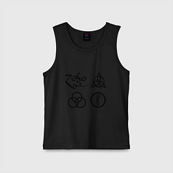 Майка детская хлопок Led Zeppelin: symbols, цвет: черный