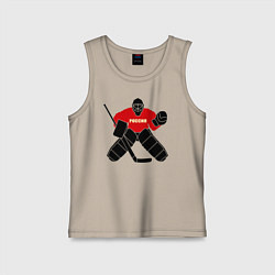 Майка детская хлопок Хоккей Россия, цвет: миндальный