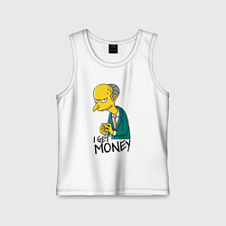 Майка детская хлопок Mr. Burns: I get money, цвет: белый