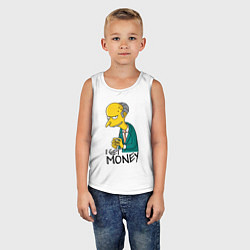 Майка детская хлопок Mr. Burns: I get money, цвет: белый — фото 2