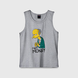 Майка детская хлопок Mr. Burns: I get money, цвет: меланж