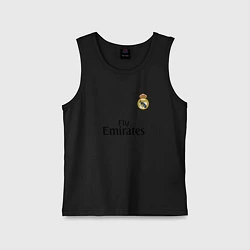 Майка детская хлопок Real Madrid: Fly Emirates, цвет: черный