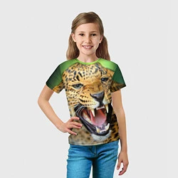 Футболка детская Свирепый леопард, цвет: 3D-принт — фото 2