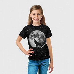 Футболка детская Лунный волк, цвет: 3D-принт — фото 2