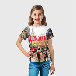 Футболка детская Дождливый Лондон, цвет: 3D-принт — фото 2