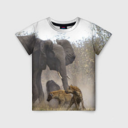 Детская футболка Гиены охотятся на слона