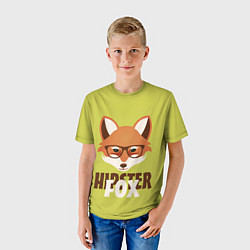 Футболка детская Hipster Fox, цвет: 3D-принт — фото 2