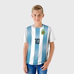 Футболка детская Сборная Аргентины: Месси ЧМ-2018, цвет: 3D-принт — фото 2