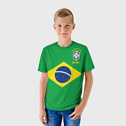 Футболка детская Сборная Бразилии: зеленая, цвет: 3D-принт — фото 2