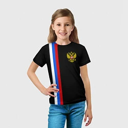 Футболка детская Россия: Линия триколор, цвет: 3D-принт — фото 2