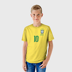 Футболка детская Сборная Бразилии: Неймар ЧМ-2018 домашняя, цвет: 3D-принт — фото 2