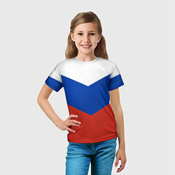 Футболка детская Российский триколор, цвет: 3D-принт — фото 2