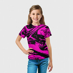 Футболка детская Черно-розовый акрил, цвет: 3D-принт — фото 2