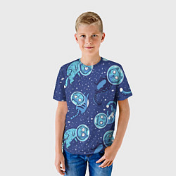 Футболка детская Кот Космонавт, цвет: 3D-принт — фото 2