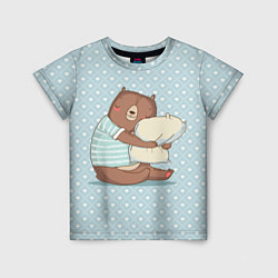 Детская футболка Сонный мишка с подушкой