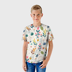 Футболка детская Цветочный орнамент, цвет: 3D-принт — фото 2