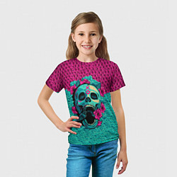 Футболка детская Неоновый череп, цвет: 3D-принт — фото 2