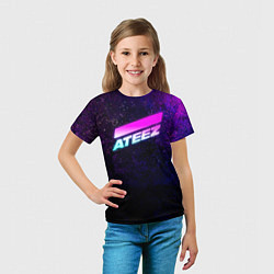 Футболка детская ATEEZ neon, цвет: 3D-принт — фото 2