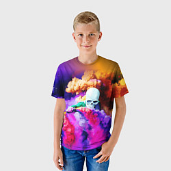 Футболка детская Череп в дыму, цвет: 3D-принт — фото 2