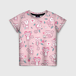 Детская футболка Лемуры любовь розовый фон