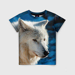 Детская футболка Волк на черном фоне