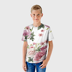 Футболка детская Розовые розы, цвет: 3D-принт — фото 2