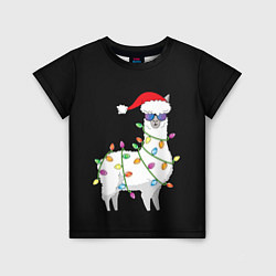 Детская футболка Рождественская Лама