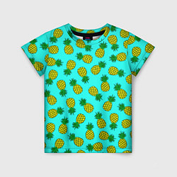 Детская футболка Ананасы аква