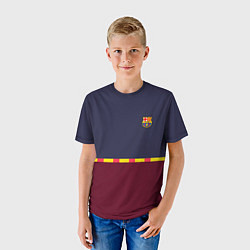 Футболка детская FC Barcelona Flag and team Logo 202122, цвет: 3D-принт — фото 2