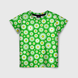 Детская футболка Ромашки на зелёном фоне
