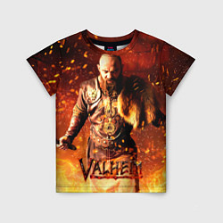 Детская футболка Valheim Викинг в огне