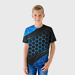 Футболка детская 3D luxury blue 3Д СОТЫ и плиты, цвет: 3D-принт — фото 2