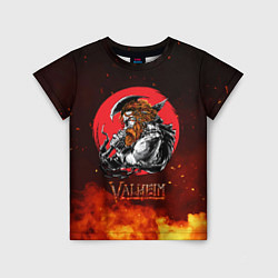 Детская футболка Valheim огненный викинг