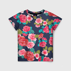 Детская футболка Цветочный узор из красных роз