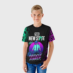 Футболка детская PUBG NEW STATE ПАБГ НЕОН, цвет: 3D-принт — фото 2