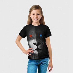 Футболка детская ЛЕВ - НЕОНОВЫЕ ГЛАЗА, цвет: 3D-принт — фото 2