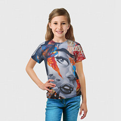 Футболка детская Девушка арт, цвет: 3D-принт — фото 2