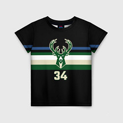 Футболка детская Milwaukee Bucks форма Яннис Адетокумбо, цвет: 3D-принт