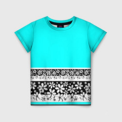 Детская футболка Цветочный бирюзовый узор