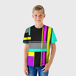 Футболка детская Геометрический неоновый узор, цвет: 3D-принт — фото 2