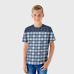 Футболка детская Синий узор в клетку, цвет: 3D-принт — фото 2