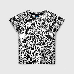 Детская футболка Graffiti white on black