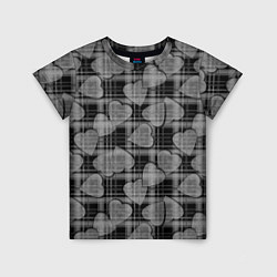 Детская футболка Черно-серый клетчатый узор